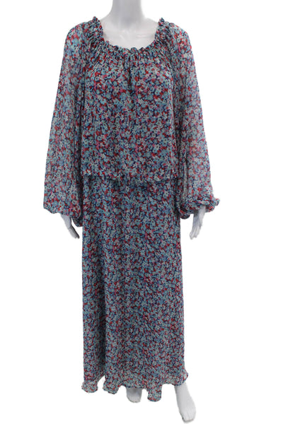 ROTATE Womens Long Sleeve Floral Maxi Blouson Dress Multi Size 40
