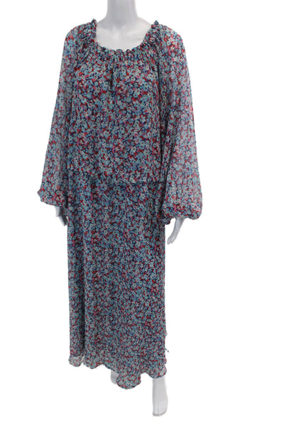 ROTATE Womens Long Sleeve Floral Maxi Blouson Dress Multi Size 40