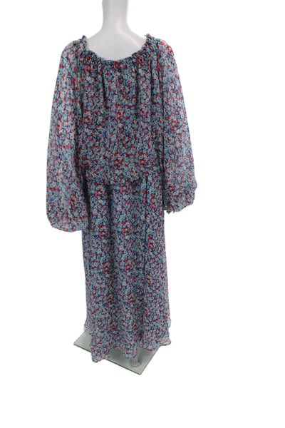 ROTATE Womens Long Sleeve Floral Maxi Blouson Dress Multi Size 40