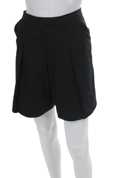 Lululemon Womens Pleated Button Close Mid-Rise Knee Length Shorts Black Size 8