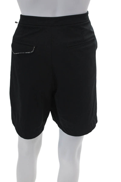 Lululemon Womens Pleated Button Close Mid-Rise Knee Length Shorts Black Size 8