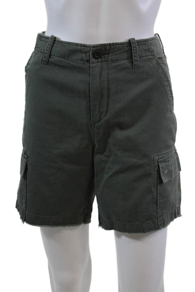 G1 All Purpose Goods Womens Zipper Fly Mid Rise Fringe Cargo Shorts Green Size 8