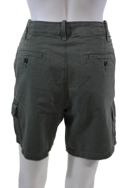 G1 All Purpose Goods Womens Zipper Fly Mid Rise Fringe Cargo Shorts Green Size 8