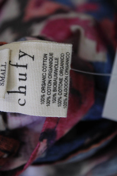 Chufy Womens One Shoulder Long Sleeve Pleated Trim Blouse Multicolor Size S
