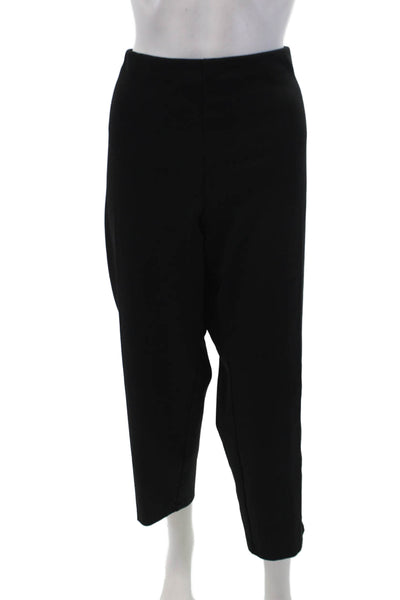 Eileen Fisher Women's Pull-On Straight Leg Zip Ankle Pants Black Size 3X