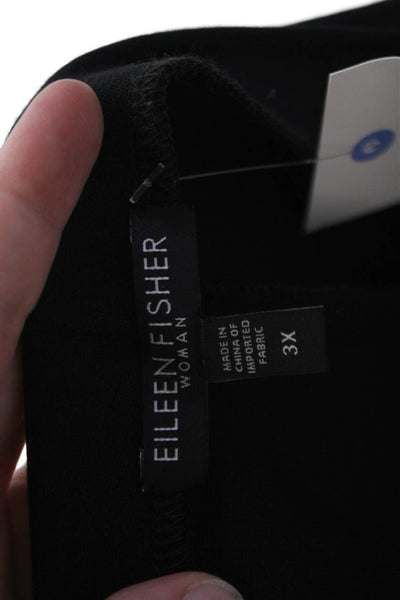 Eileen Fisher Women's Pull-On Straight Leg Zip Ankle Pants Black Size 3X