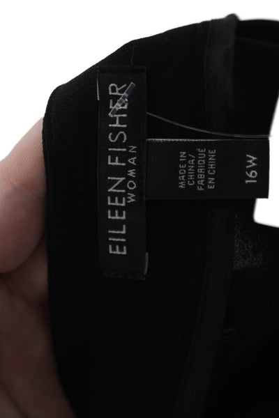 Eileen Fisher Women's Hook Closure Silk Straight Leg Dress Pants Black Size 16W