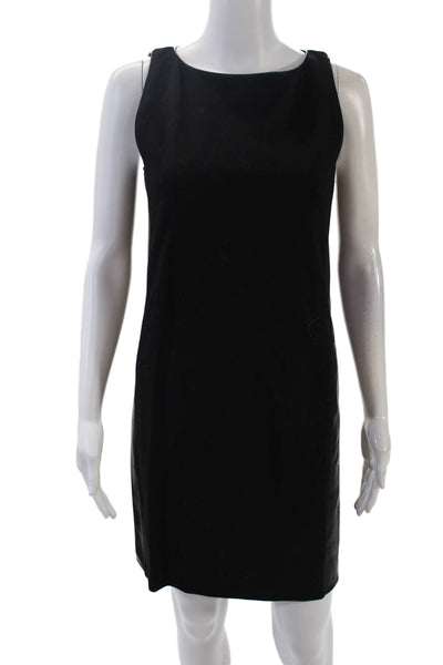 Ralph Lauren Black Label Womens Wool Leather Paneled Detail Mini Dress Black Siz