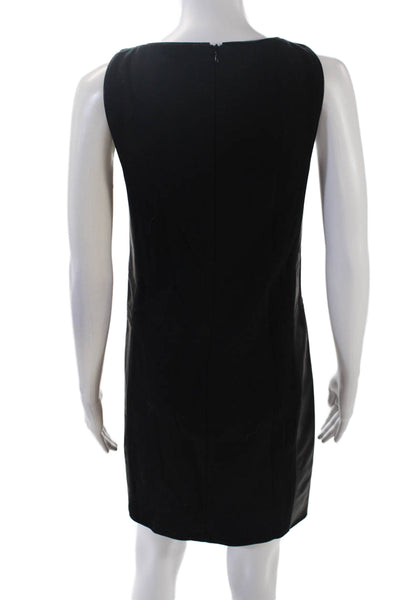 Ralph Lauren Black Label Womens Wool Leather Paneled Detail Mini Dress Black Siz