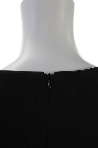 Ralph Lauren Black Label Womens Wool Leather Paneled Detail Mini Dress Black Siz
