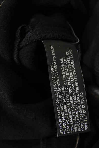 Ralph Lauren Black Label Womens Wool Leather Paneled Detail Mini Dress Black Siz