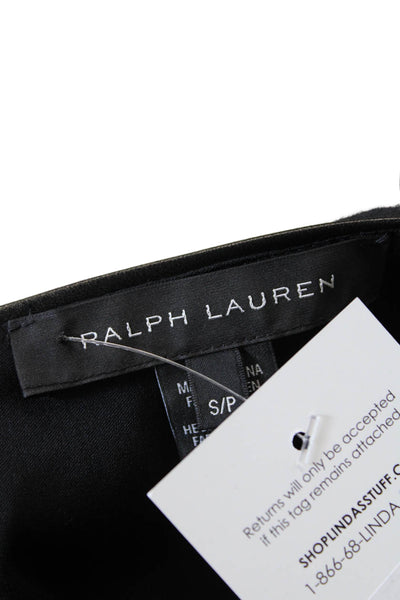 Ralph Lauren Black Label Womens Wool Leather Paneled Detail Mini Dress Black Siz