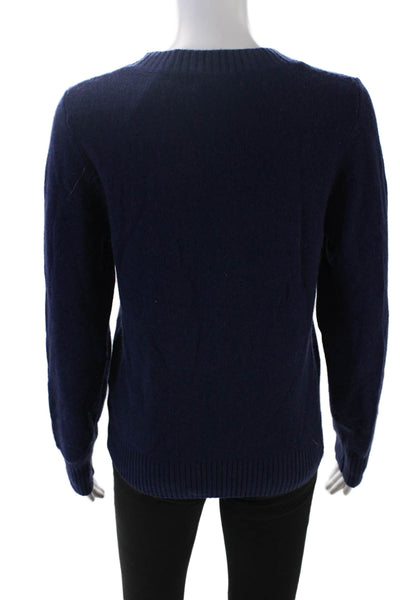Roller Rabbit Womens Wool Crew Neck Long Sleeve Knit Sweater Blue Size S