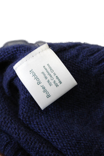 Roller Rabbit Womens Wool Crew Neck Long Sleeve Knit Sweater Blue Size S