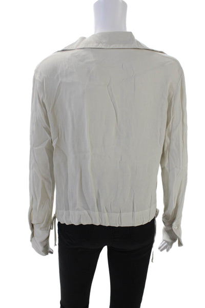 Pharaoh Womens Long Sleeve Collared V Neck Knit Top Dull White Size 2