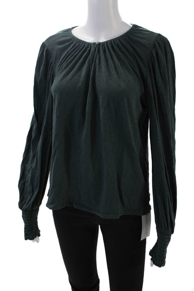 Velvet by Graham & Spencer Womens Long Sleeve Keyhole Shirt Green Size Small