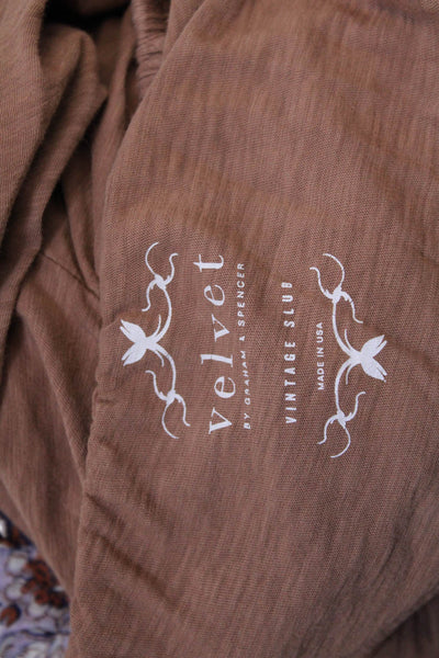 Velvet by Graham & Spencer Womens Long Sleeve Keyhole Shirt Brown Size Small
