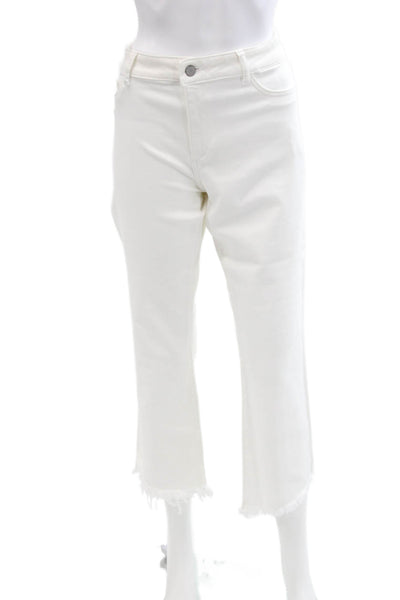DL1961 Womens Cotton Lara Instasculpt Cropped Flare Jeans White Size 32