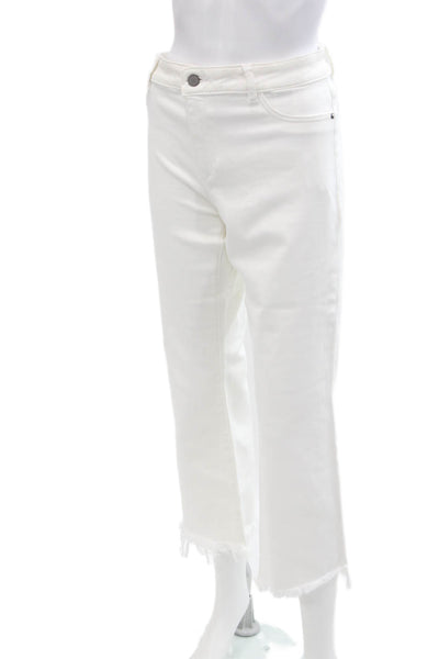 DL1961 Womens Cotton Lara Instasculpt Cropped Flare Jeans White Size 32