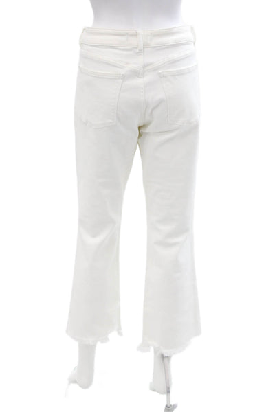 DL1961 Womens Cotton Lara Instasculpt Cropped Flare Jeans White Size 32