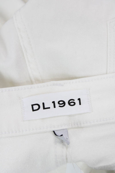 DL1961 Womens Cotton Lara Instasculpt Cropped Flare Jeans White Size 32