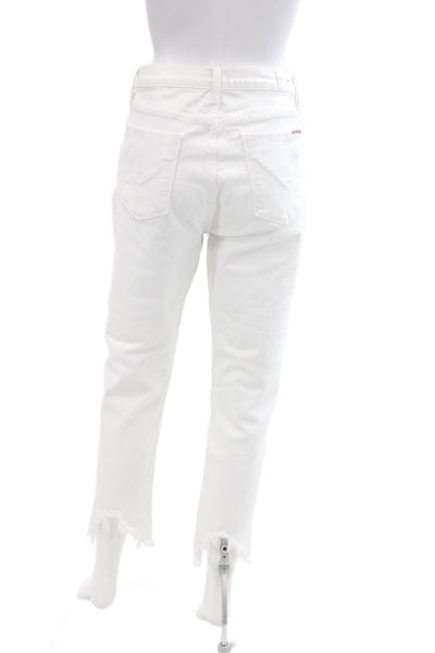 Hudson Womens Cotton Straight Mid-Rise Frayed Denim Jeans White Size 32