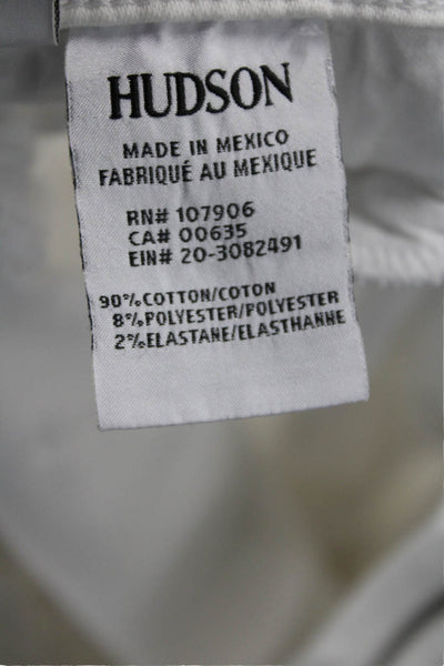 Hudson Womens Cotton Straight Mid-Rise Frayed Denim Jeans White Size 32