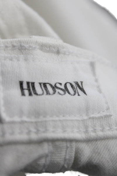 Hudson Womens Cotton Straight Mid-Rise Frayed Denim Jeans White Size 32