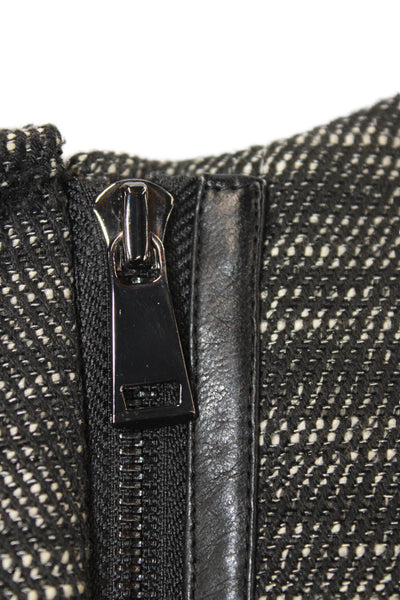 Vince Womens Tweed Full Zipper Jacket Black White Cotton Blend Size 0