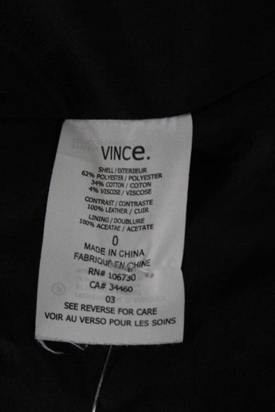 Vince Womens Tweed Full Zipper Jacket Black White Cotton Blend Size 0
