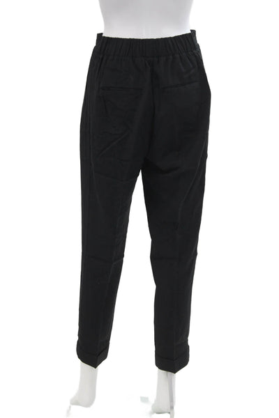 Vince Womens High Rise Pleated Front Belted Slim Leg Pants Black Size Small
