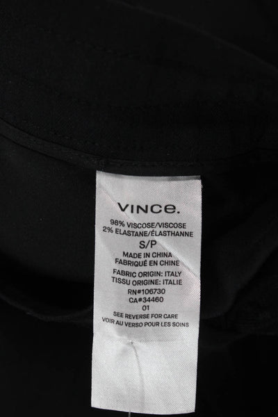 Vince Womens High Rise Pleated Front Belted Slim Leg Pants Black Size Small
