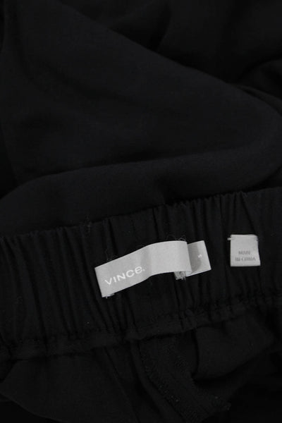 Vince Womens High Rise Pleated Front Belted Slim Leg Pants Black Size Small