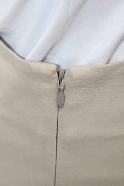 Theory Womens Knee Length Pencil Skirt Khaki Beige Cotton Size 2