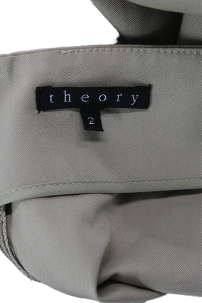 Theory Womens Knee Length Pencil Skirt Khaki Beige Cotton Size 2