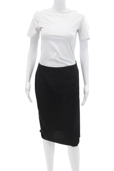 Vince Womens Zipper Closure Knee Length Wrap Pencil Skirt Black Size 0
