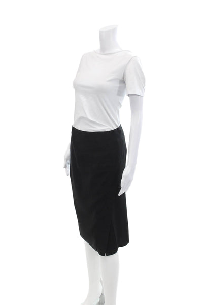 Vince Womens Zipper Closure Knee Length Wrap Pencil Skirt Black Size 0