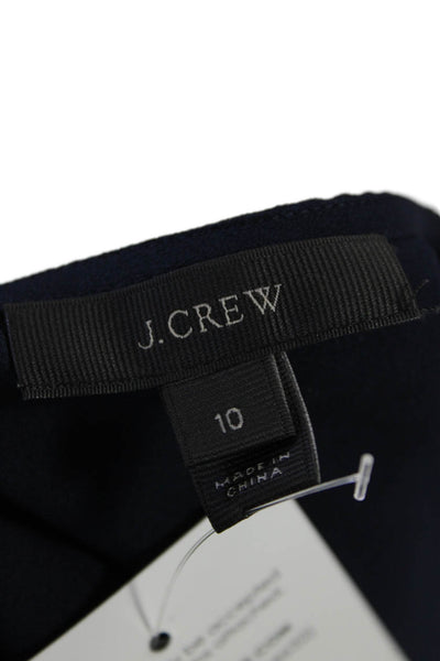 J Crew Womens Sleeveless Solid Sheer Pleated Blouse Navy Size 10
