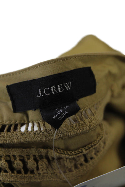 J Crew Womens Long Sleeve Embroidered Ruffle Trim Blouse Beige Size M