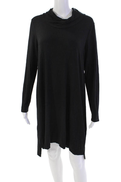 Eileen Fisher Women's Mock Neck Long Sleeves Mini Shift Dress Black Size L