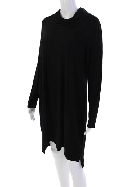 Eileen Fisher Women's Mock Neck Long Sleeves Mini Shift Dress Black Size L