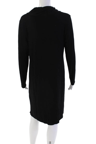 Eileen Fisher Women's Mock Neck Long Sleeves Mini Shift Dress Black Size L
