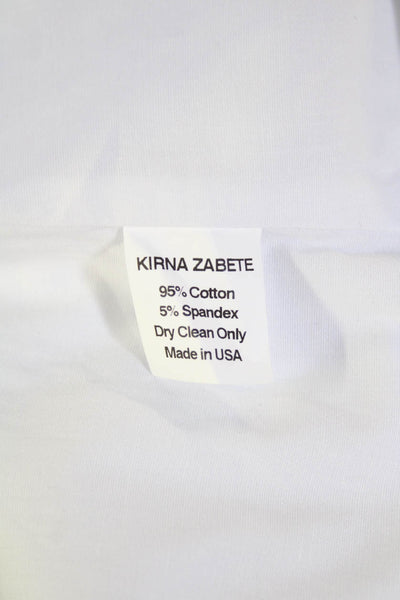 Kirna Zabete Womens Short Sleeve V Neck Ruched Crop Top White Cotton Size Small
