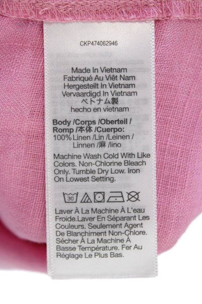 Madewell Womens Linen Short Sleeve Round Neck Blouse Pink Size XS