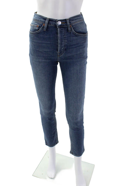 Re/Done Womens Medium Wash High Rise Skinny Jeans Blue Size 25