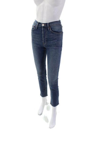 Re/Done Womens Medium Wash High Rise Skinny Jeans Blue Size 25