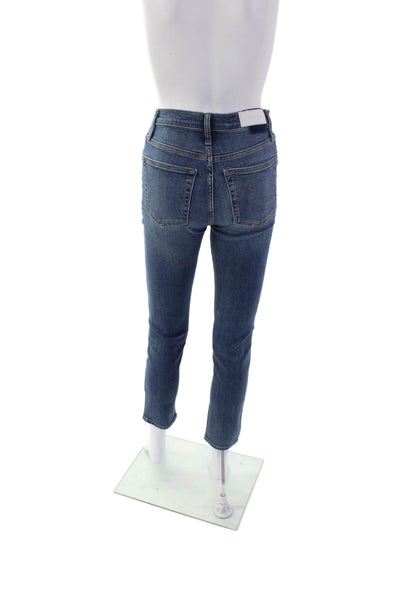Re/Done Womens Medium Wash High Rise Skinny Jeans Blue Size 25