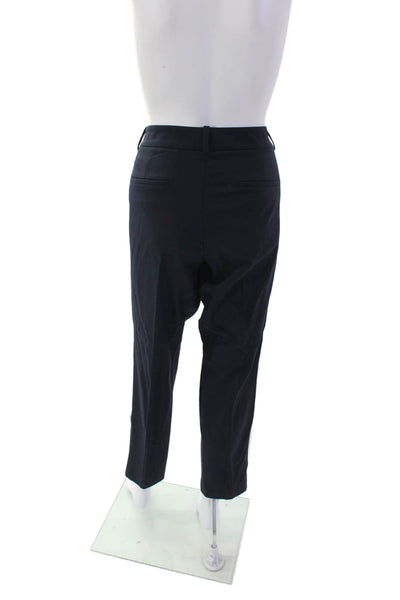 Vince Womens Zipper Fly Mid Rise Pleated Pants Navy Blue White Wool Size 10