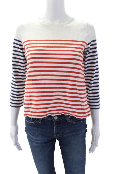 Claudie Pierlot Womens Cotton Striped Long Sleeve Basic Blouse White Size 1