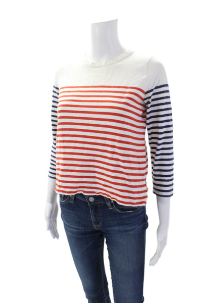 Claudie Pierlot Womens Cotton Striped Long Sleeve Basic Blouse White Size 1